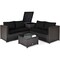 Black Outdoor Patio Furniture Set Steel & Rattan Loveseat Coffee Table